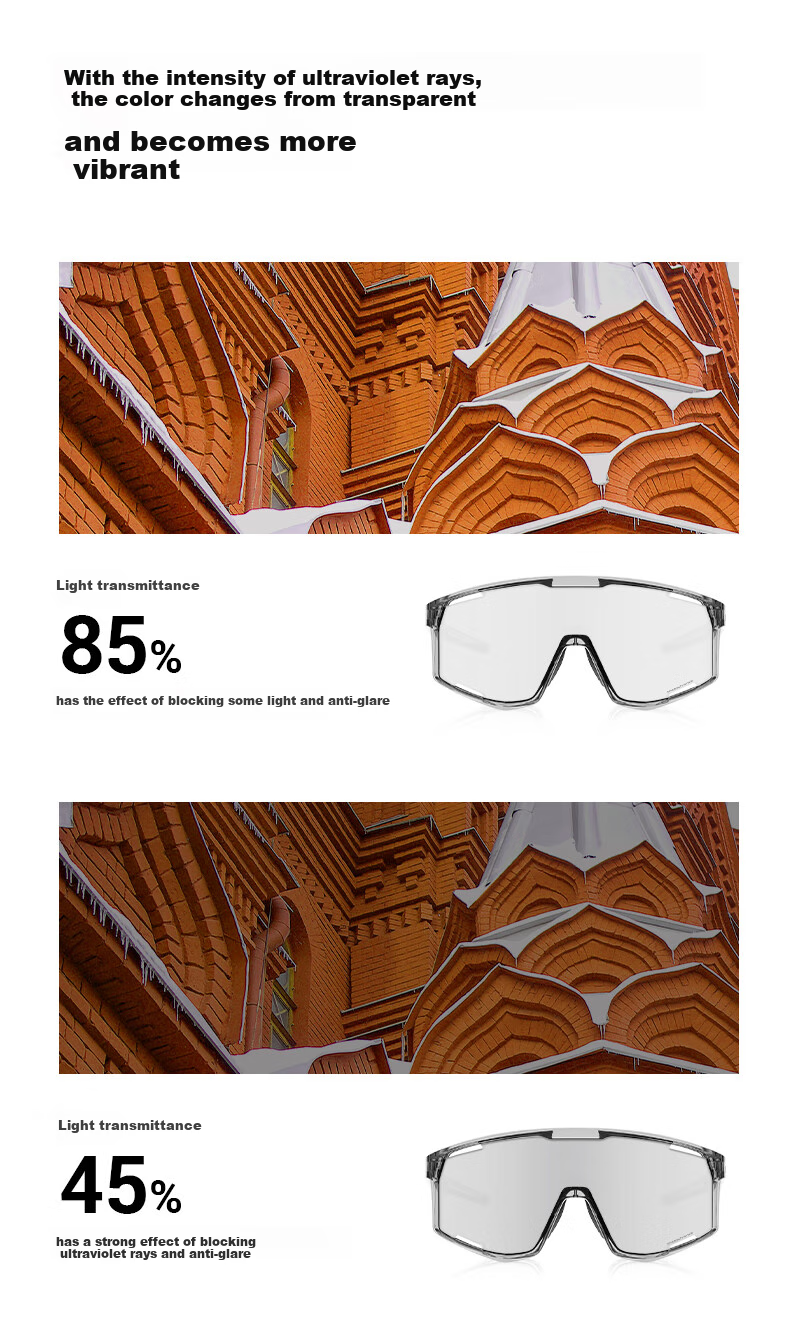 KAPVOE Anti-Fog Cycling Glasses, Day And Night Use, Photochromic, for Road Bikes, Professional Windproof Goggles, Sports Glasses for Men And Wome 10