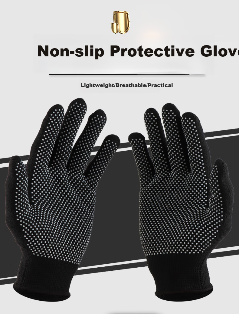 Golmud Work Gloves, Non-Slip Dotted Grip, 12 Pairs Black, Thickened Wear-Resistant Comfortable Driving Breathable ST530 1