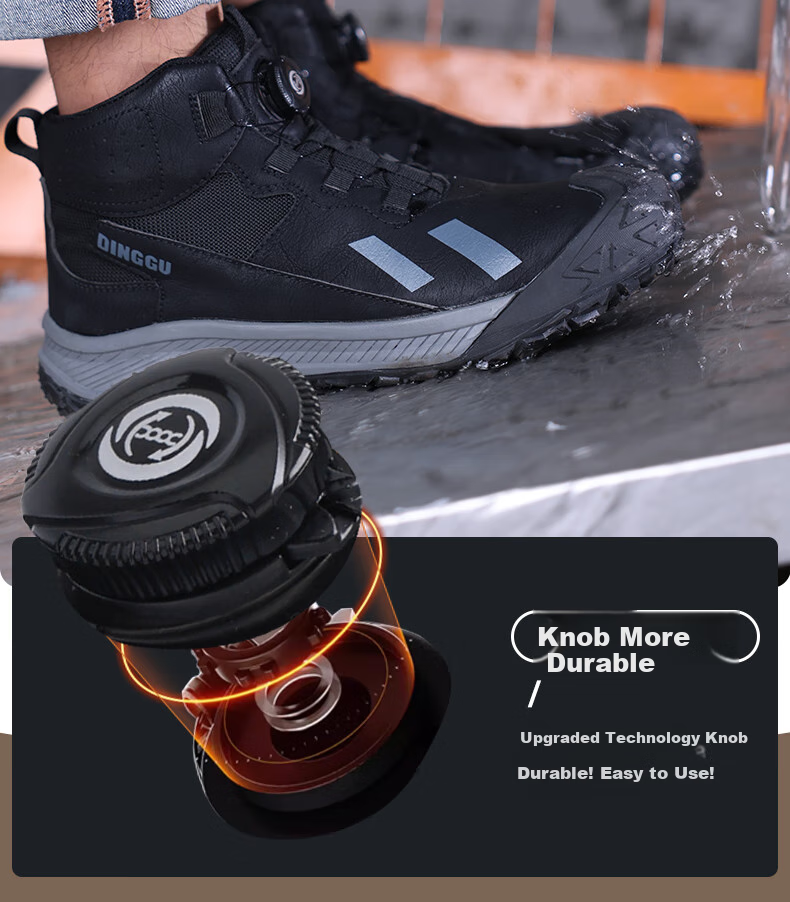 Dinggu Safety Shoes with Steel Toe, Puncture-Resistant, Smart Buckle, Wear-Resistant High-Top Autumn And Winter Men's Shoes JD1358BGD41 9