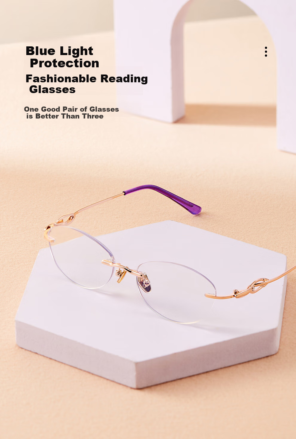 BORSIYZOL Reading Glasses for Women, Sold by JD, High-Definition Imported Anti-Blue Light Genuine Reading Glasses 8018, Purple, 150 Degrees 3