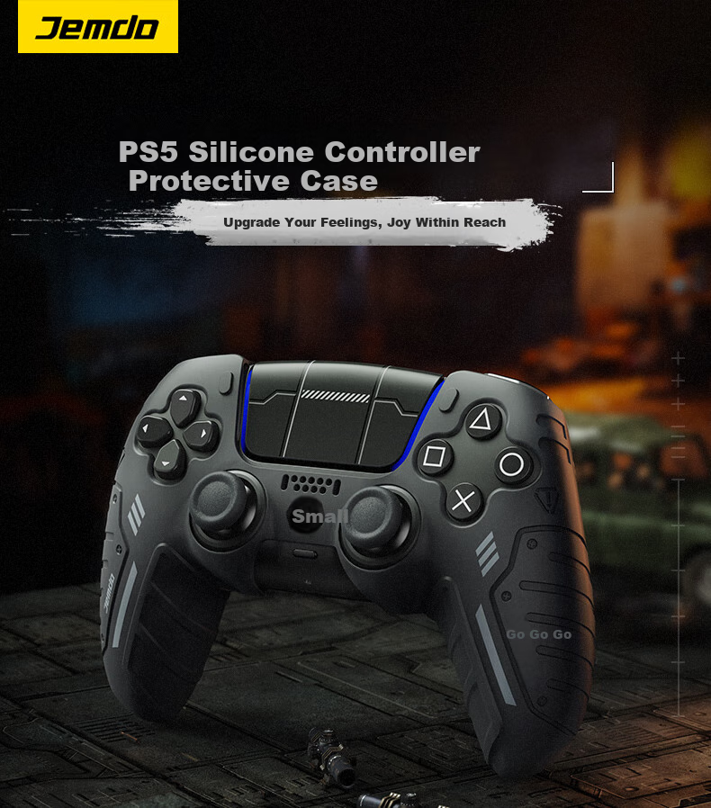 Jemdo Silicone Protective Case for PS5 Controller Slim, Anti-Slip, Sweat-Resistant, Compatible with DualShock Controller, Touch Control Stickers, And Accessories [Mechanical Purple] 1