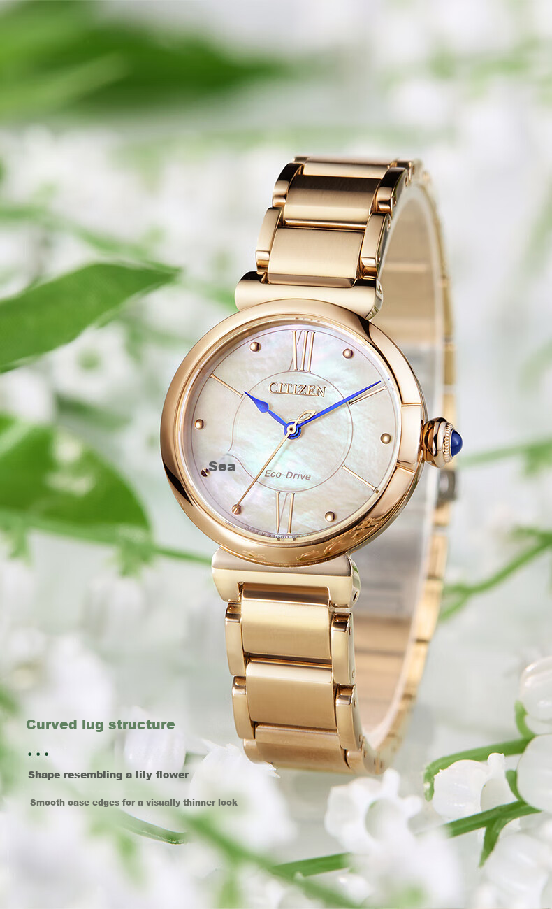 CITIZEN Watch for Women, Japanese And Korean Style, Eco-Drive, Mother-Of Dial, Exquisite Steel Band, Fashionable Gift for Girlfriend, EM1074-82D 11