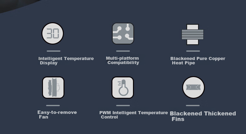 BUBALUS Black Armor IV Intelligent Temperature Display CPU Cooler (4 Heat Pipes Air Cooling/Counter-Gravity Copper Tubes/Digital Display/PWM Temperature Control Fan/Supports AMD/1700/Multi-Platform) 1