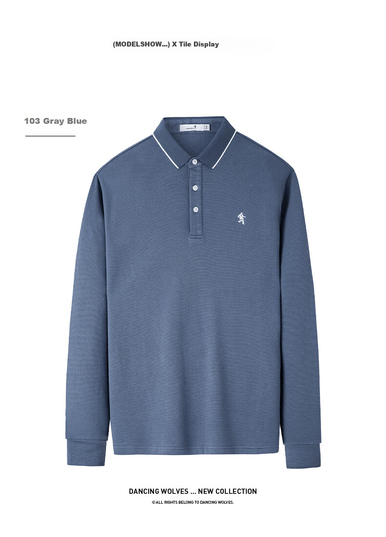 DANCING WOLVES [Upgraded Heavy Pure Cotton] Autumn And Winter Comfortable Basic Inner Layer Men's Long-Sleeve POLO Shirt, 001 Black, Size 165 17