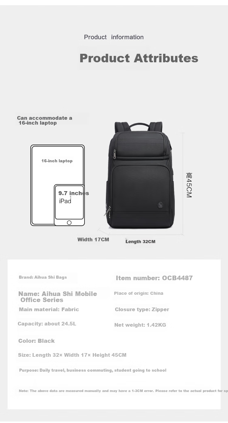 OWAS Mobile Office Backpack, Large Capacity 16-Inch Laptop Bag for Men, Durable Business Commute Backpack, Lightweight And Ergonomic 12