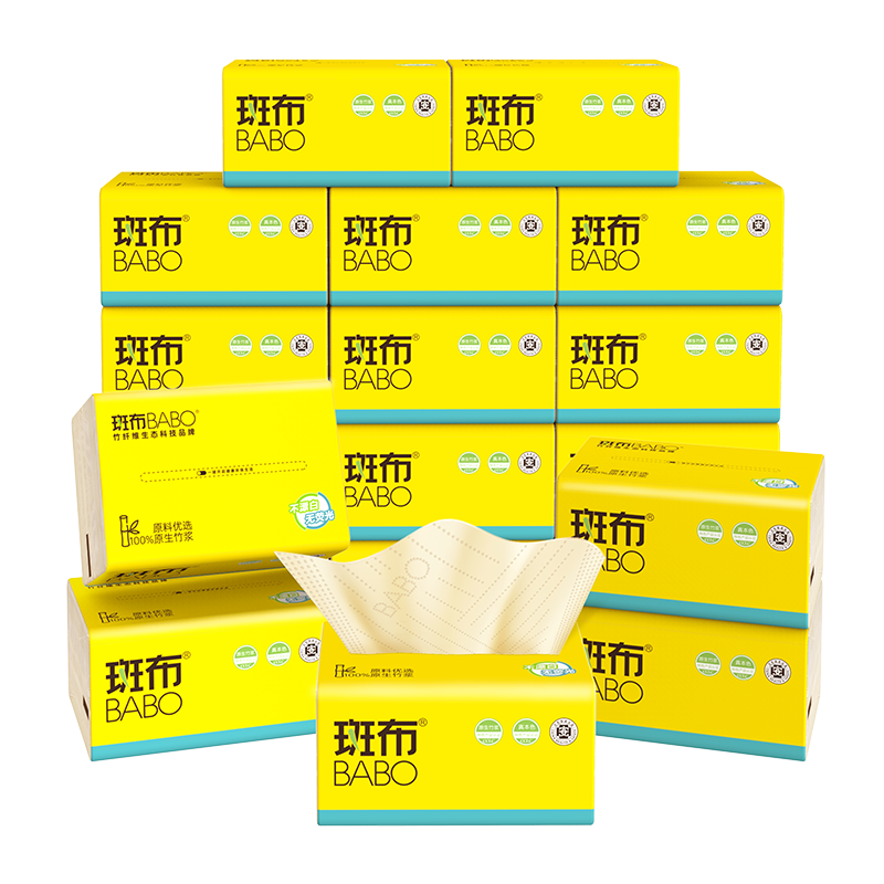 Banbu Facial Tissues, 3-Ply, 150 Sheets*18 Packs, M Size, Virgin Bamboo Pulp, Tissue Paper, Toilet Paper, Whole Box