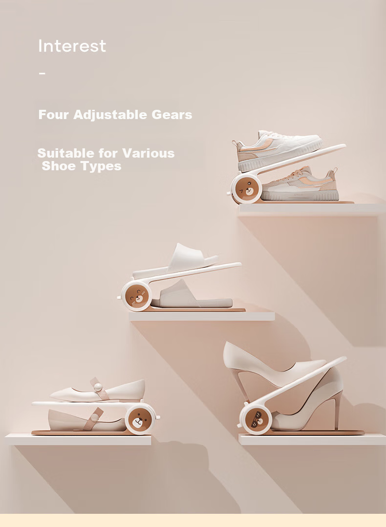 Jinlongxing Shoe Storage Rack, Double-Layer 4-Tier Adjustable Shoe Organizer, Shoe Cabinet, Storage Shelf, Pressure-Resistant Shoe Box Storage Solutio 3