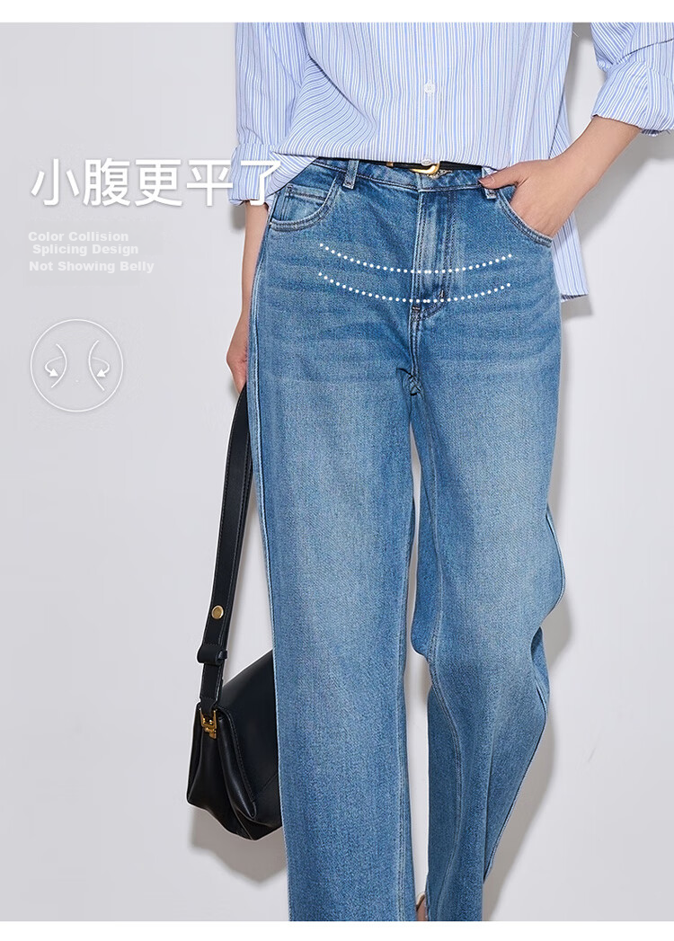 Oulain Women's Jeans, Loose-Fitting Casual Nine-Point Pants for Commuting, Suitable for Spring, Summer And Autumn, Denim Blue, Size L 6