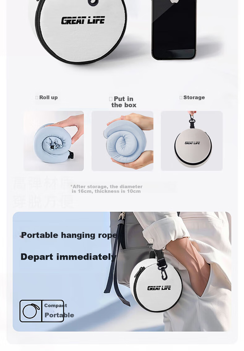 GREAT LIFE U-Shaped Travel Neck Pillow Portable U-Shape Neck Support Pillow for Car, Airplane, High-Speed Train, Nap Essential 2