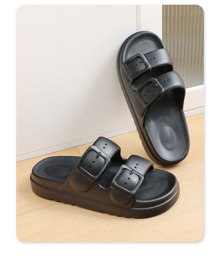 XGGC Men's Slippers, Summer Non-Slip Thick Sole Outdoor Casual Sandals, Double Buckle Style, White, Size 41-42 7