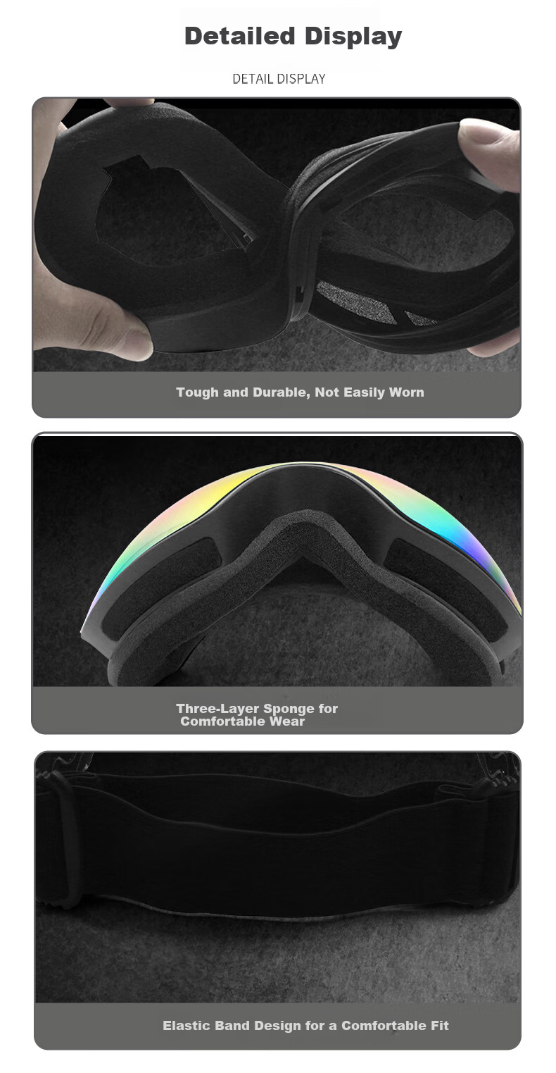 LOVECRAFT Goggles with Grid Pattern - Silver Protective Eyewear for Hiking, Cycling, Myopia-Friendly Glasses, Outdoor Sports Windproof Goggles 10