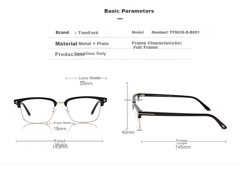 TOM FORD Eyeglass Frames for Men And Women, Optical Frames, Business Lightweight Anti-Blue Light Lenses, Glasses with Prescription Lenses, Eyeglass Frames TF5635 4