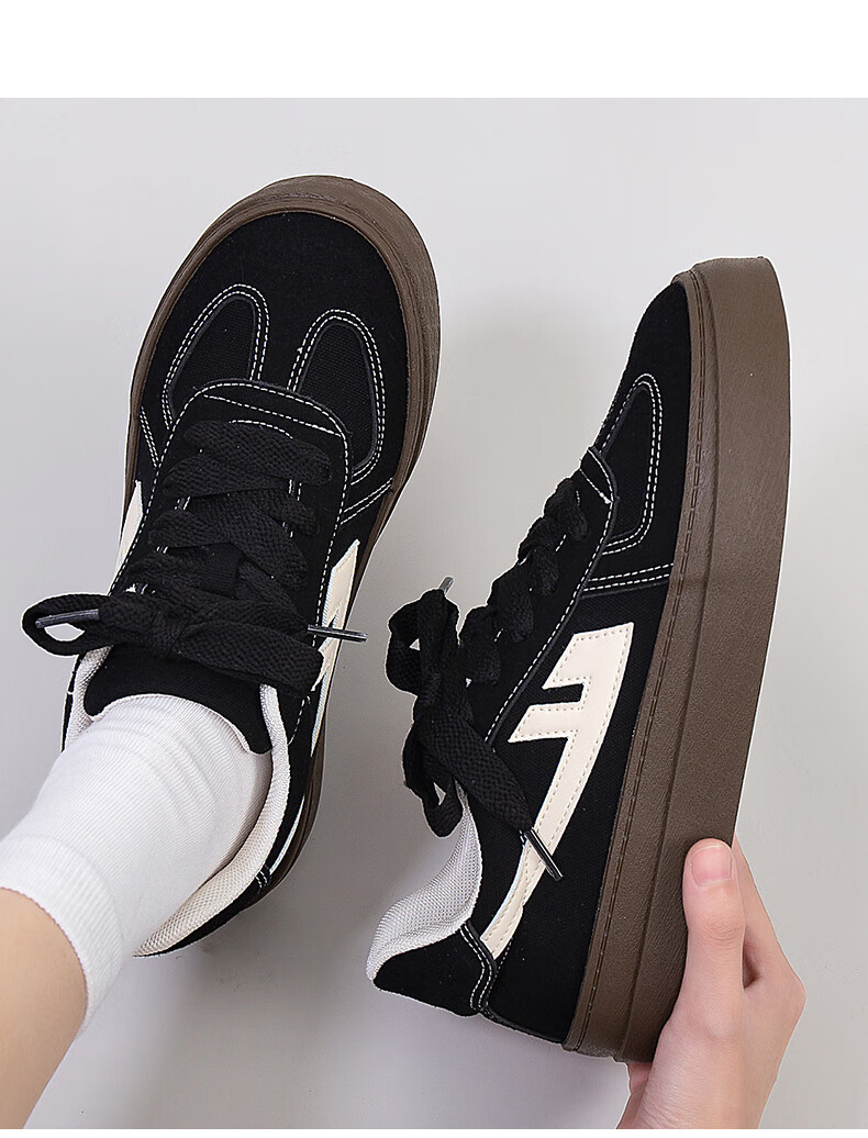 Huili Official Women's Shoes, Spring Sneakers for Women, 2026 New Style Simple Versatile Dexun Shoes for Women, Black And White, Size 35 8