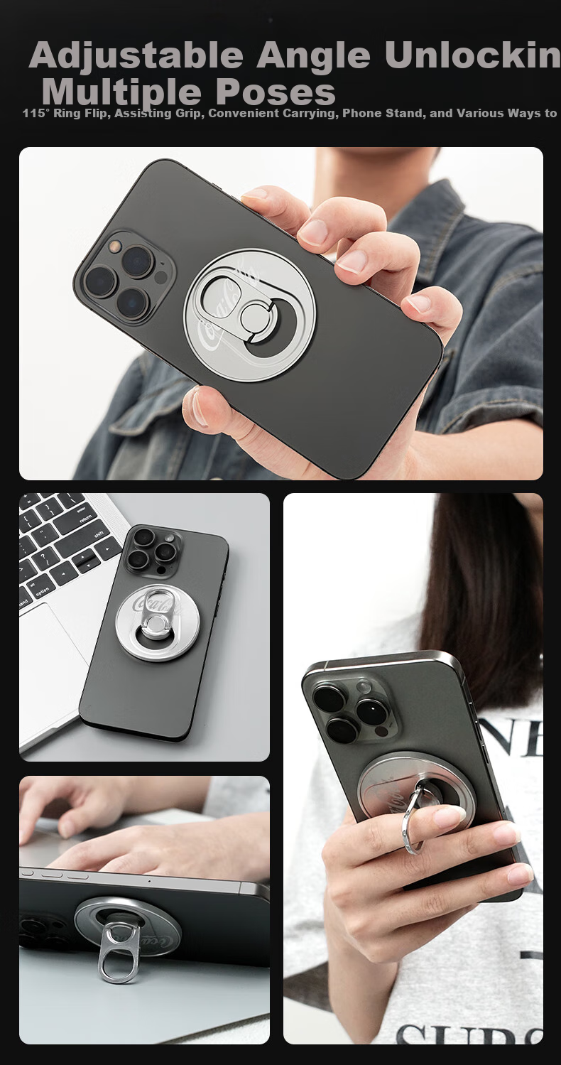 Coca-Cola T14 Magnetic Phone Stand, Creative Ring Holder, MagSafe Stand with Adhesive Back, Desktop Folding Clip, Lazy Support Stand, Suitable for Apple IPhone 17/18 And Android Phones 6