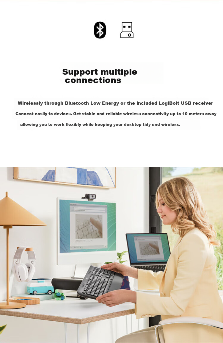 Logitech K650 Wireless Bluetooth Keyboard, Premium Series, Business Office Keyboard with Palm Rest, Dual-Mode Enterprise-Grade, with Logi Bolt Receiver, Commercial Version, Black, 113 Keys 5