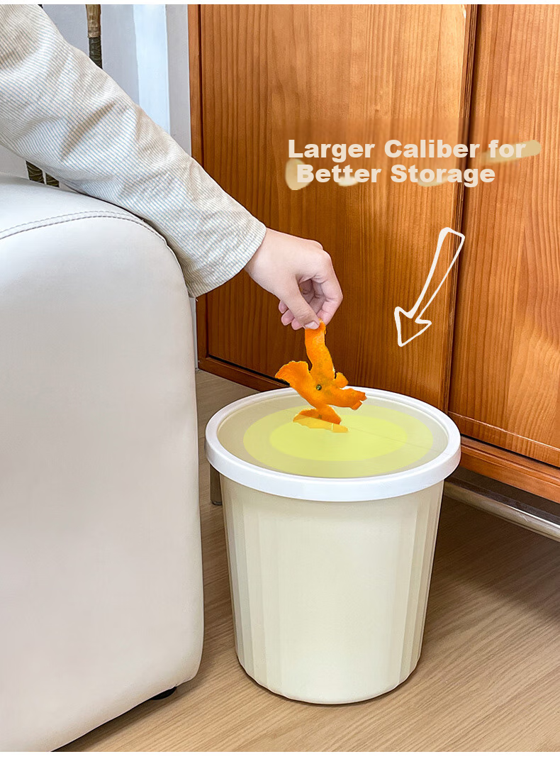 MR Lidless Trash Can with Pressure Ring, Set of 2, 8L Thick Large Capacity, Light Luxury Style for Living Room, Kitchen, Bedroom, Bathroom Wastebasket 4