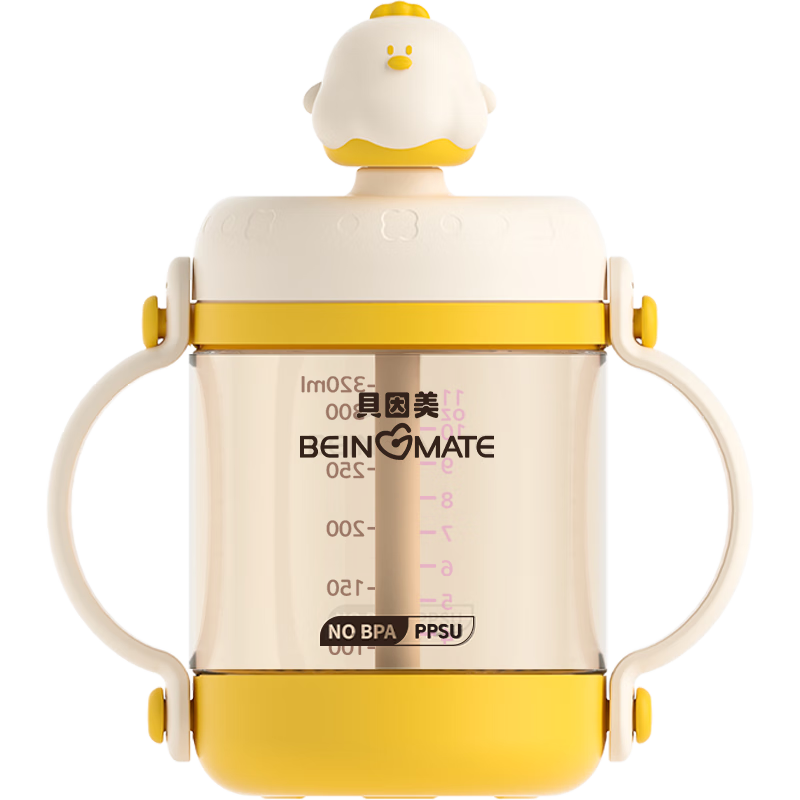 Beingmate Baby Milk Cup 1-3 Years with Measurement Scale Baby Training Straw Cup PPSU Anti-Leak Children's Direct Drinking Water Bottle