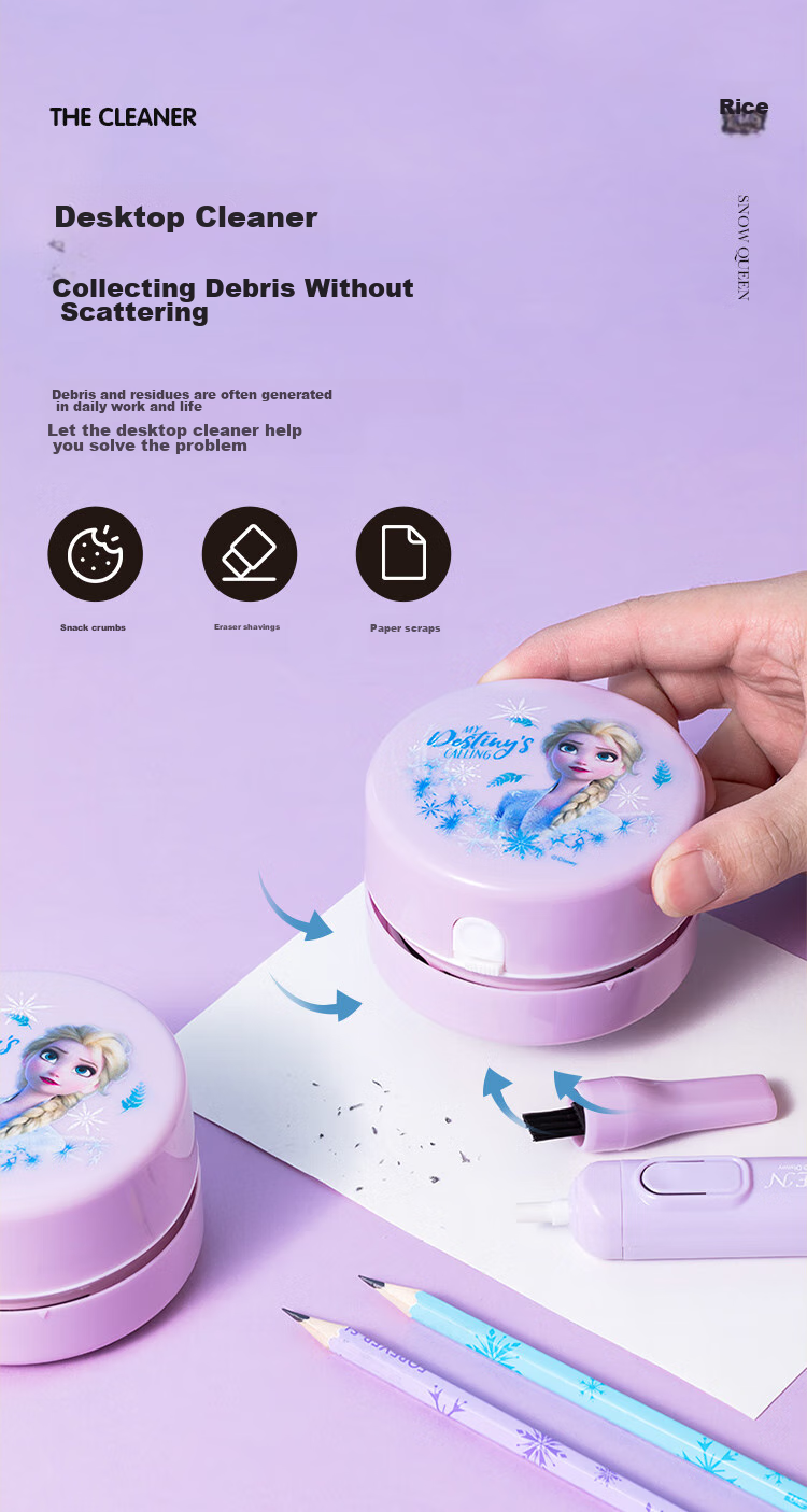 Disney Electric Stationery Set, 5 Pieces, Electric Pencil Sharpener, Eraser, Elementary School Student Stationery Gift Box, School Supplies, Birthday Gift for Girls, Kindergarten Graduation Gift 6