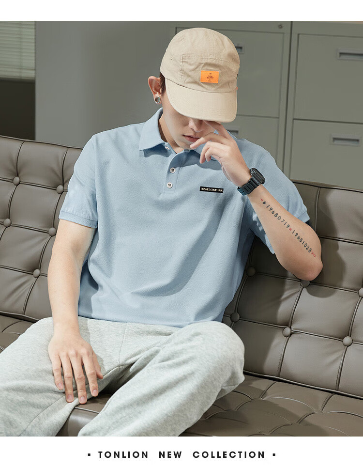 TonLion 2026 New Short Sleeve Polo Shirt Summer Men's Short Sleeve Collar Casual Versatile Top 7