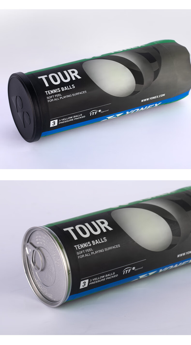 YONEX Tennis Professional High-Elastic Durable Pressure Ball TOURS3 Yellow 6 Cans 18 Balls 4
