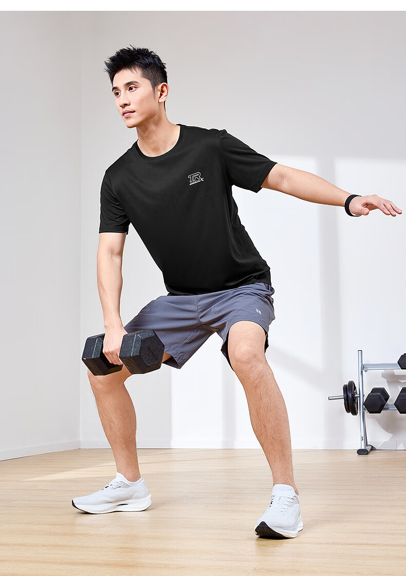 QIAODAN Men's Short-Sleeve T-Shirt, 2025 New Style, Breathable Quick-Dry Shirt, Men's Round Neck Ice Silk Running Sports Top 13