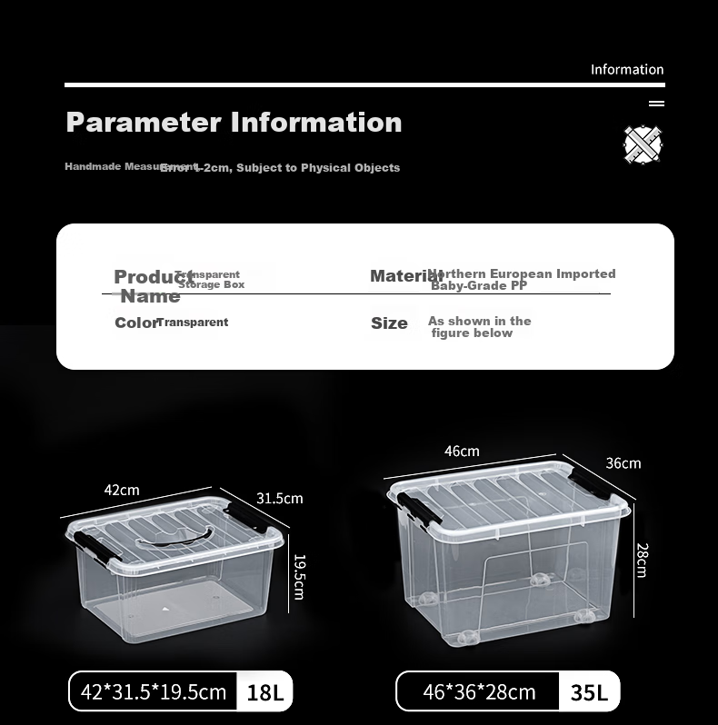 JEKO&JEKO Transparent Clothing Storage Box, Large Toy Organizer Box, Moving Box, Packing Box, Quilt Storage Box, 55L, Set of 3 6