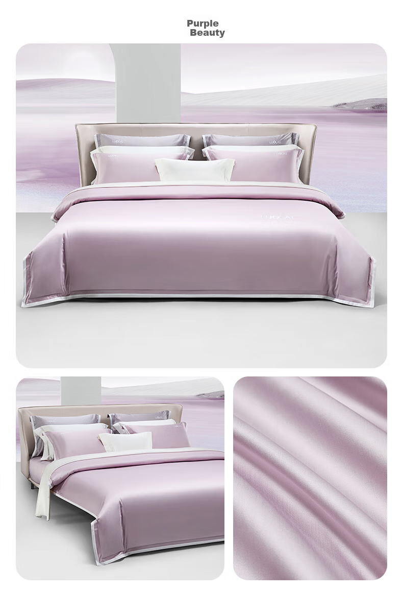 LUOLAI Home Textiles, Pure Cotton Bedding Set of Four Pieces, 100 Count Egyptian Cotton, Luxury Bed Sheet And Duvet Cover Set for Double Bed, 220*250 6