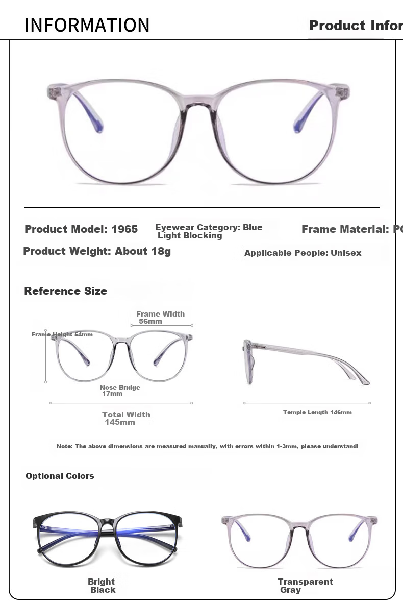 Baixiaoshe Blue Light Blocking Glasses-1962 [Gradient Frame], Retro Frame Anti-Radiation Unisex Non-Prescription Glasses 8