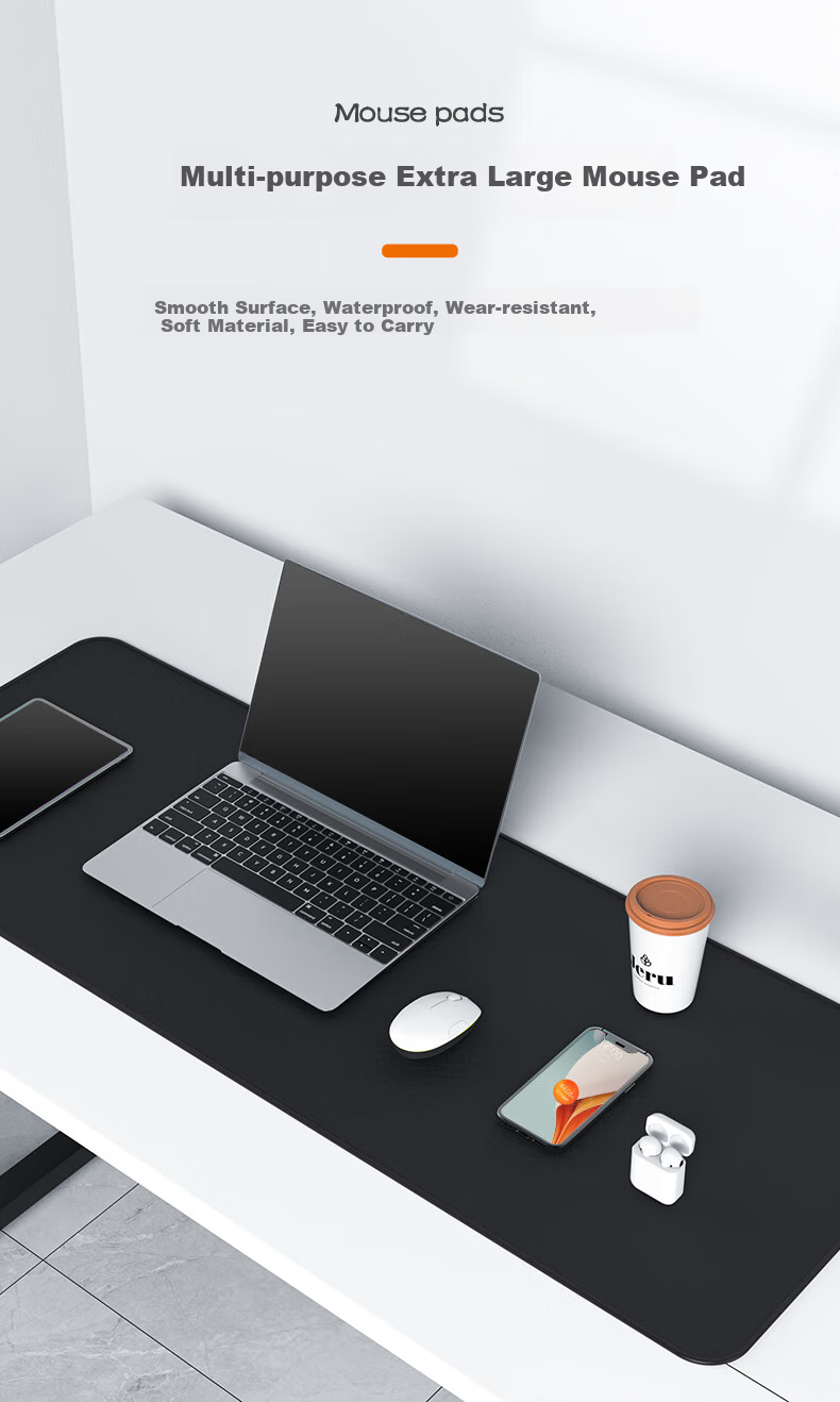 Jiangwutong Small Gaming Office Mouse Pad Cloth Surface Thickened Wear-Resistant Silicone Keyboard Desk Mat 300x250x3mm Pure Black 1