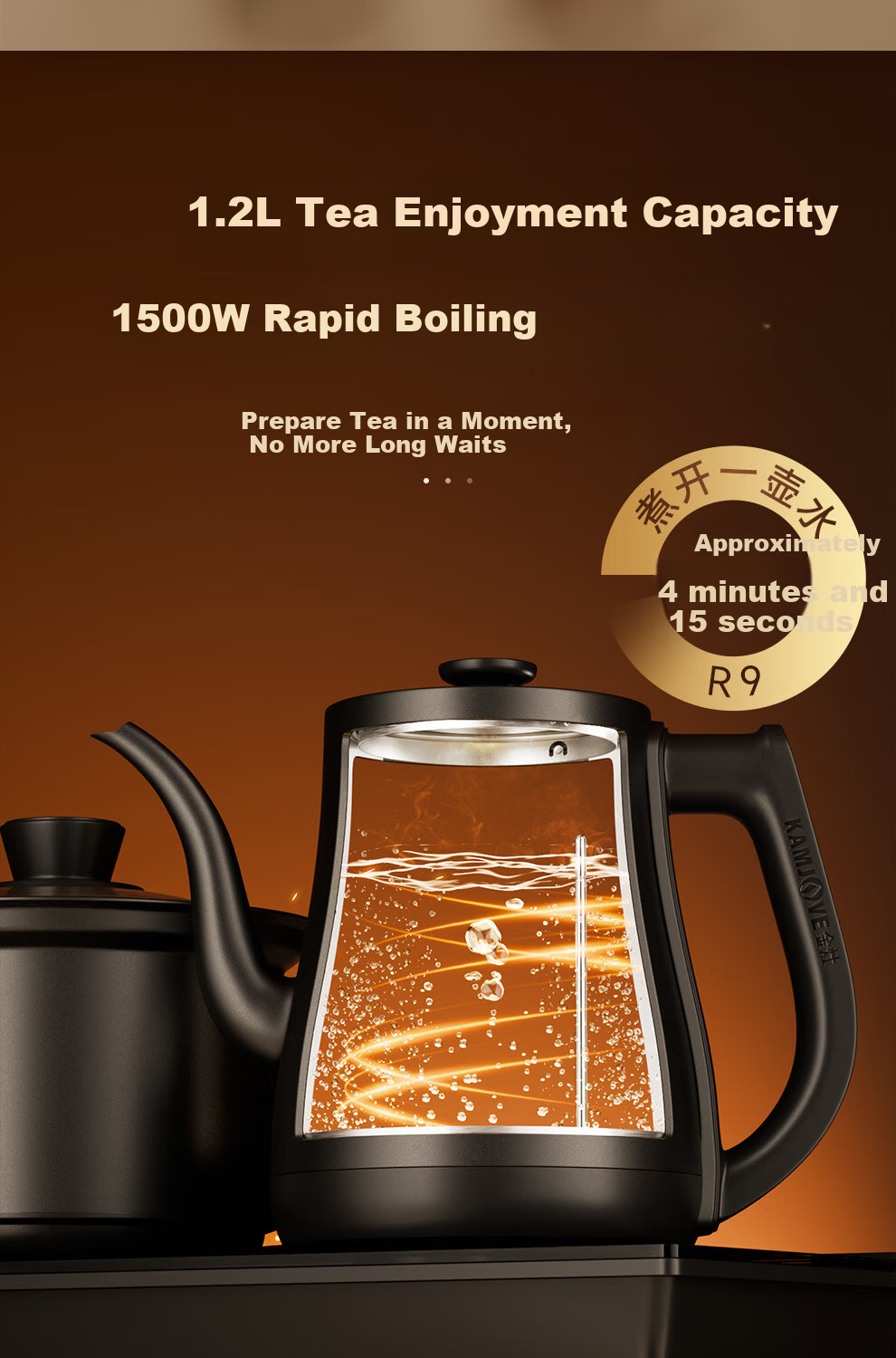 KAMJOVE Electric Automatic Water Boiling Kettle Dual Kettle Constant Temperature Tea Set Tea Table Integrated Brewing Kettle V88A 10