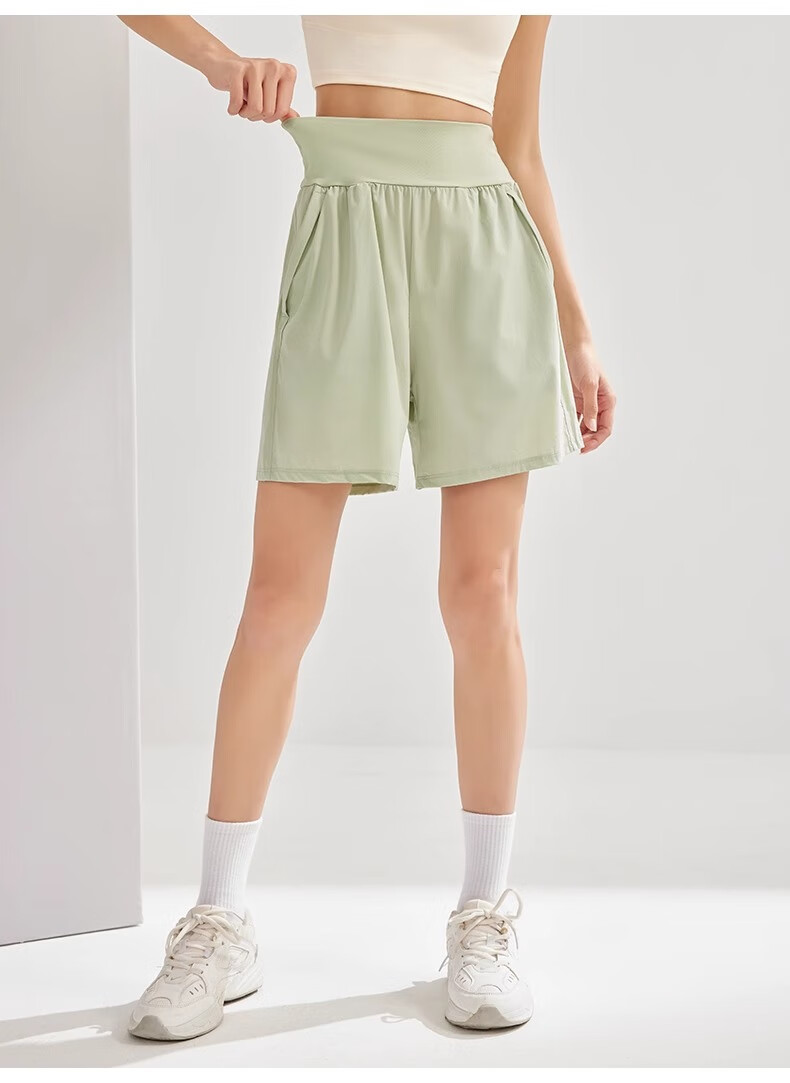 NEVER ME Women's Sports Pants, Casual Shorts, High-Waisted Tummy Control, Loose-Fitting, Breathable, Quick-Drying, Running, Fitness, Boxing Pants, Summer 19