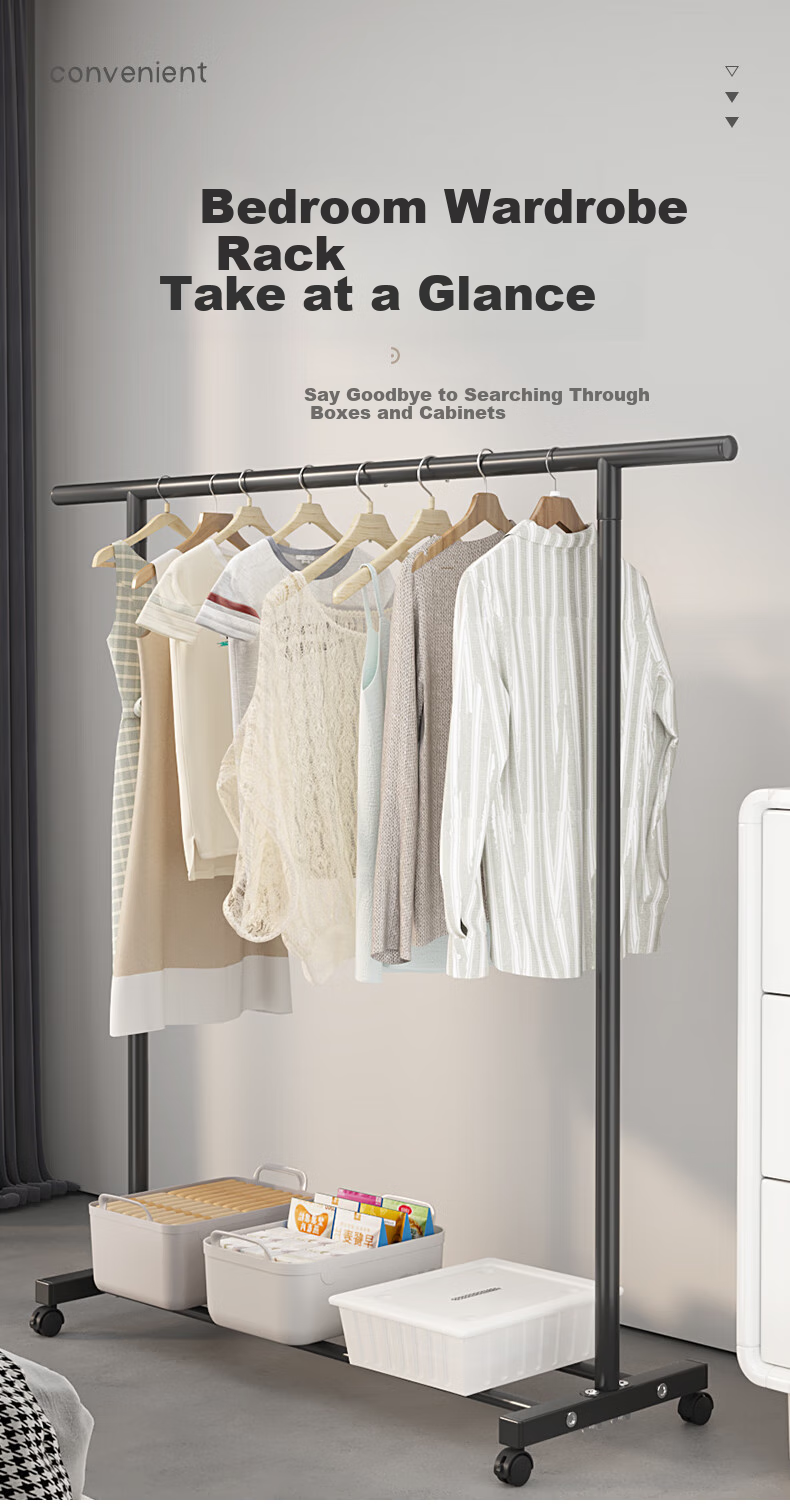 HKG Aluminum Alloy Single Rod Clothes Drying Rack Floor-Standing Indoor Bedroom Balcony 60cm for Students and Office Workers 13