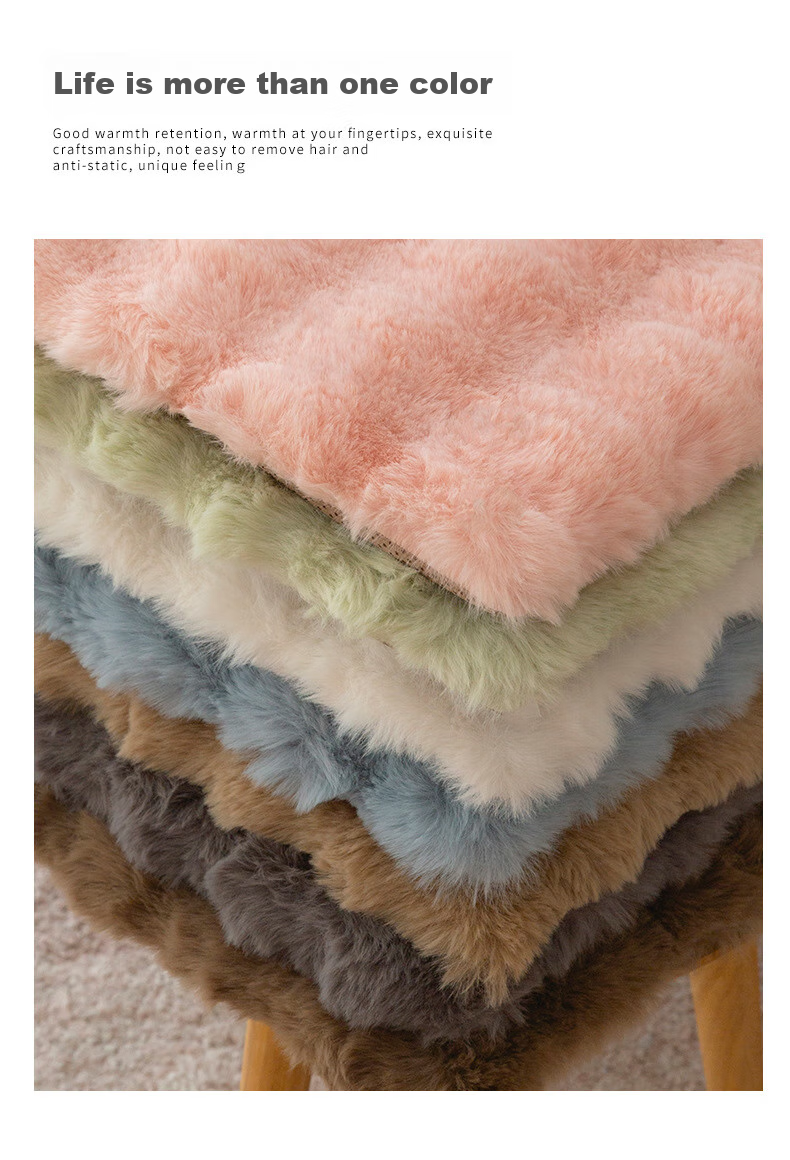 GREAT LIFE Winter Plush Car Seat Cushion, Internet-Famous Butt Pad, Rabbit Fur Plush, Warm Dining Chair Pad, Office Long-Sitting Seat Cushion, Beige 12