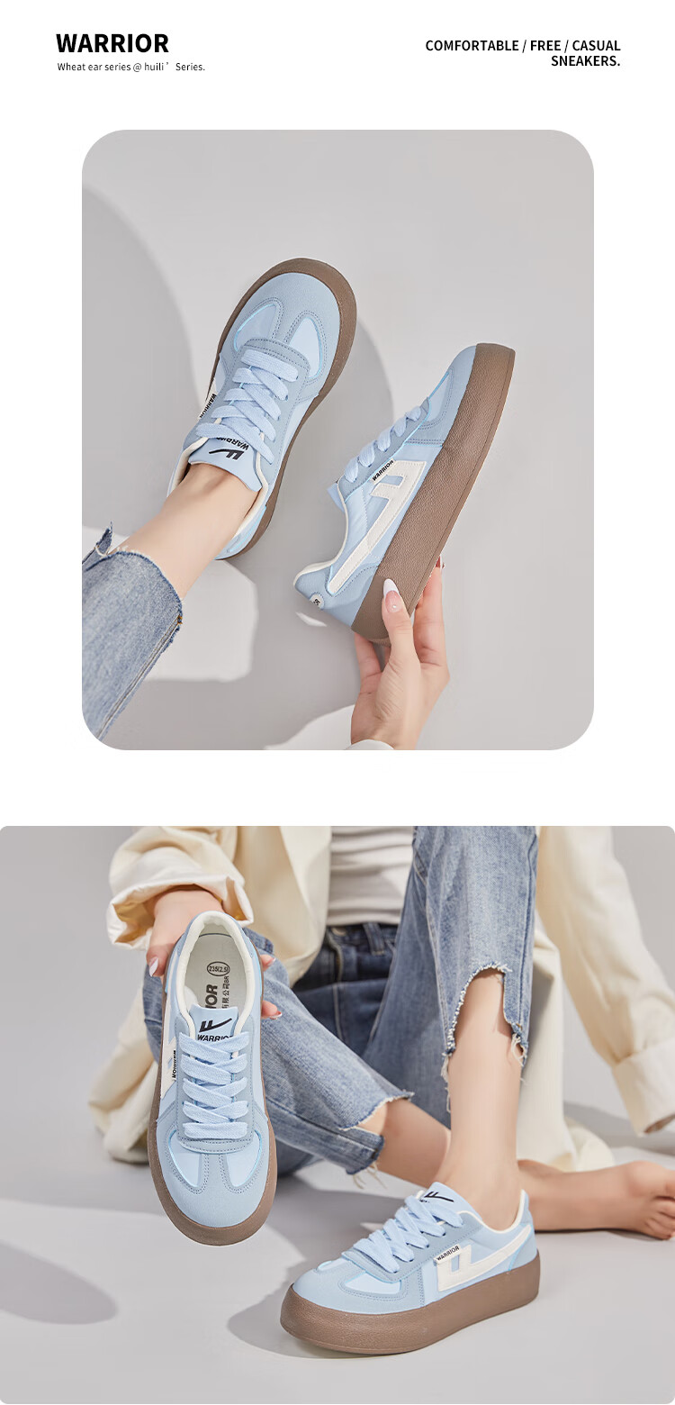 Warrior Women's Thick-Soled Canvas Shoes Retro Versatile Sneakers Lightweight Casual Shoes H896BR Gray/Silver/Beige Size 35 9