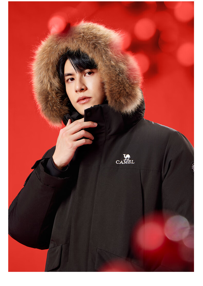 CAMEL Workwear down Jacket, Mid-Length, White Duck Down, Collar, Casual Sports Thickened Coat, Winter Season, M13CAKI038A 31