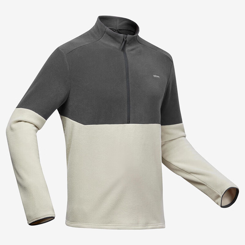 DECATHLON MH500 Men's Hiking Fleece Warm Jacket, Beige Color Block, XL-4569296 3