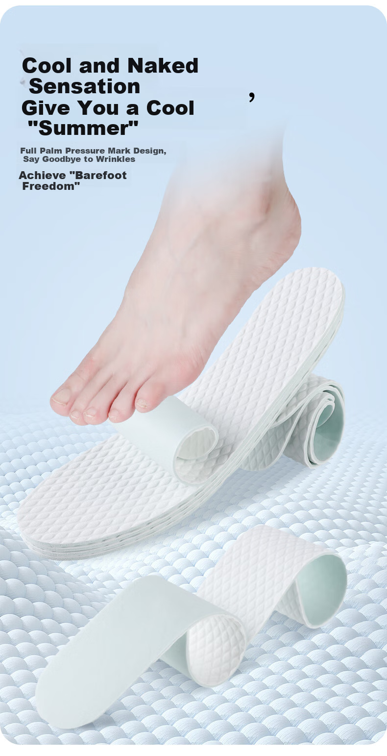 FOOTOPPO Latex Insoles for Women, Thin Summer Single Shoes, Ultra-Thin Soft Sole, Disposable Breathable Sweat-Absorbing Sports Thin Shoe Insoles for Me 10
