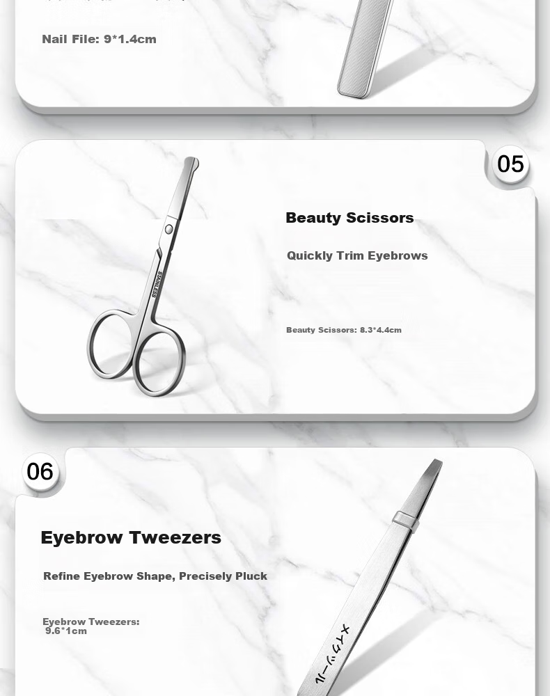Chuangmugongfang Nail Clipper Set, Anti-Splash Nail Scissors Set, Ear Pick, Tweezers, Nail Clippers, Nose Hair Scissors, 9-Piece Set 10