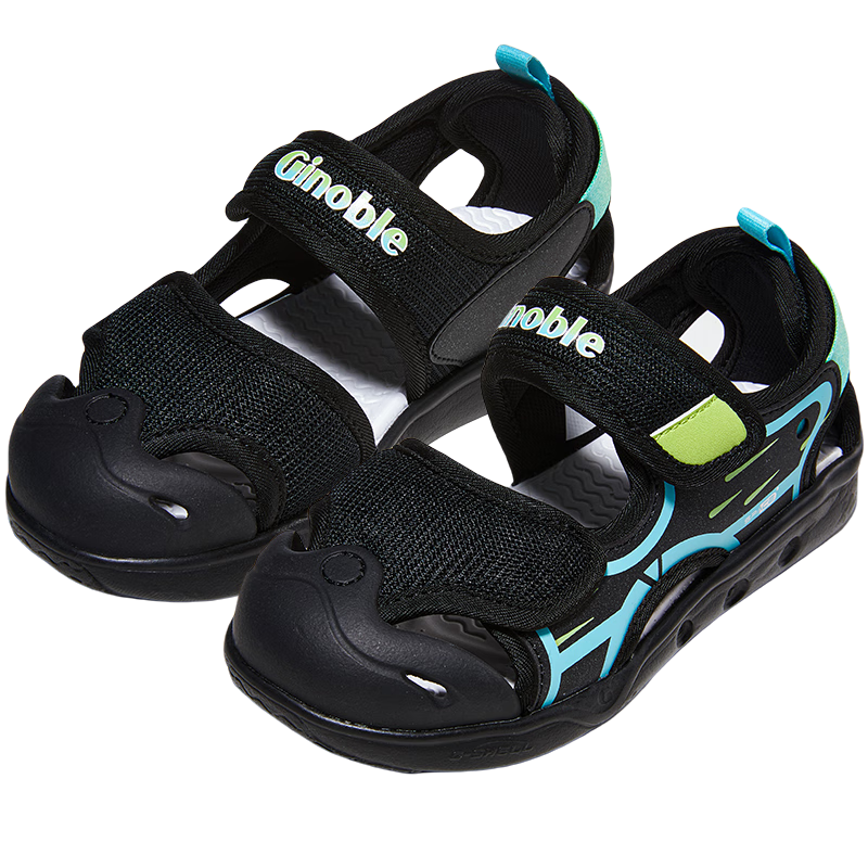 Ginoble Toddler Walking Shoes Summer Sandals Kids Functional Shoes Boys and Girls Star Series GW1746 Black/Teal