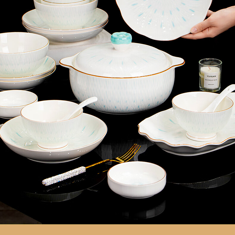 Yichen Underglaze Porcelain Tableware 4.5-inch European Style Footed Rice Bowl Soup Bowl for Home Use 6