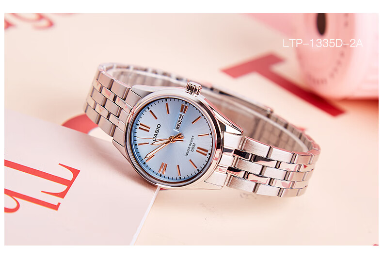 Casio Women's Quartz Watch with Steel Band And Analog Display, Simple Design, Water-Resistant Student Watch LTP-1335D 15