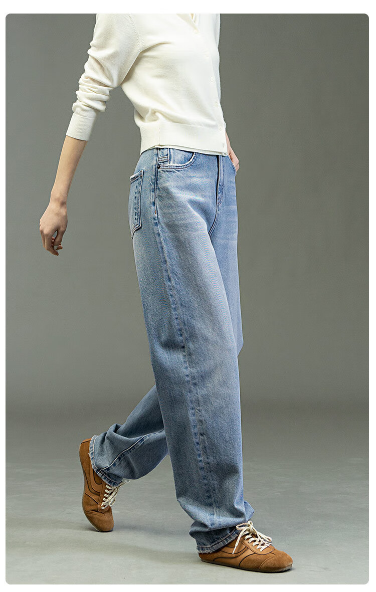 Dme [Jinjiang Luobo Pants] Spring 2025 New Vintage Gradient Washed Blue High-Waisted Slimming Harem Pants for Wome 4