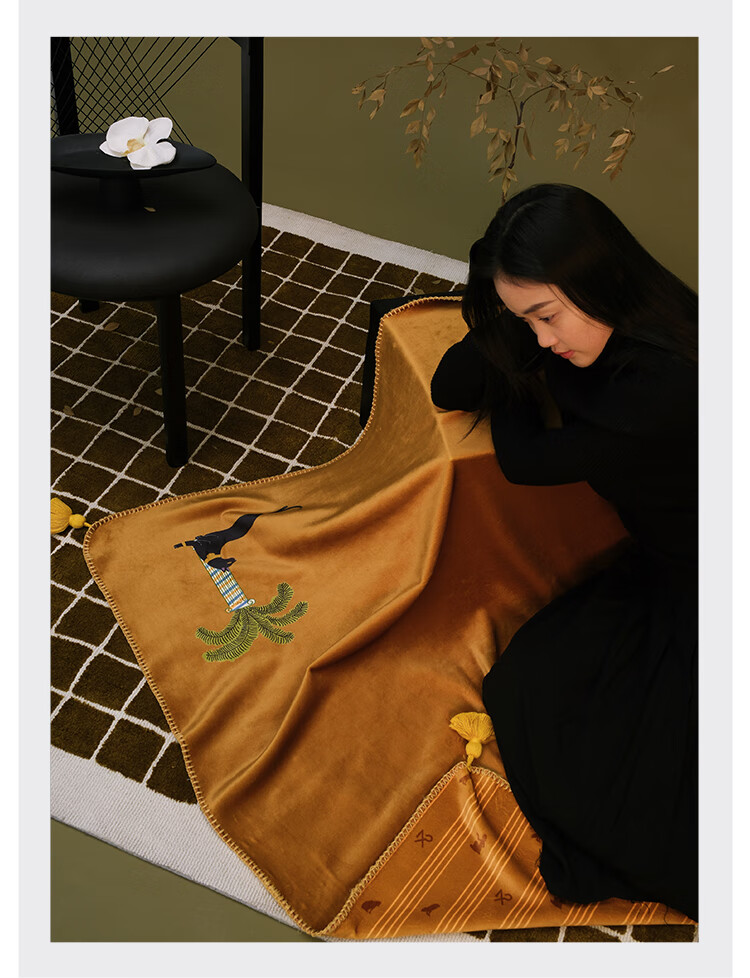 Xiangneichuanxing Double-Sided Luxury Black Cat Fur Blanket, Sofa Throw, Autumn And Winter Nap Blanket, Guardian of Moon Goddess, 120x150cm 6