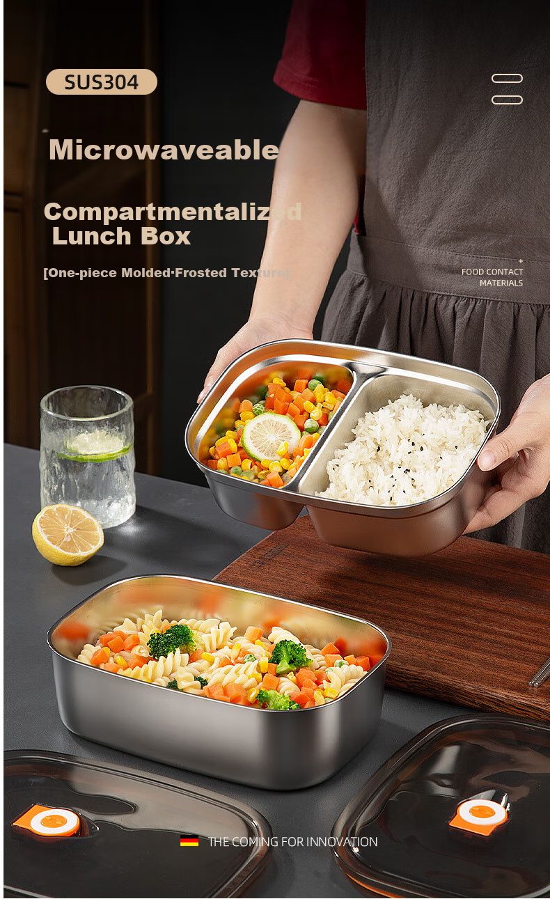 Newair Stainless Steel Lunch Box, Microwave-Safe Food-Grade Compartmented Container for Students And Office Workers, Bento Box 1