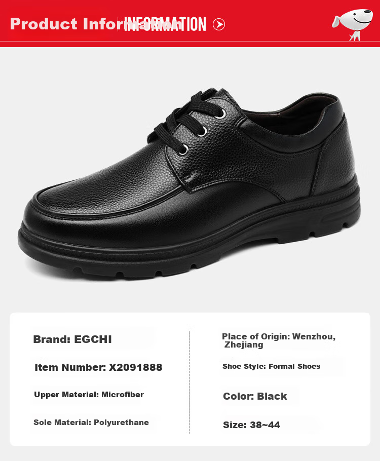 EGCHI Men's Leather Shoes, Business Casual Formal Leather Shoes, Men's British-Style Lace-Up Casual Shoes, X2091888, Black, Size 38 4