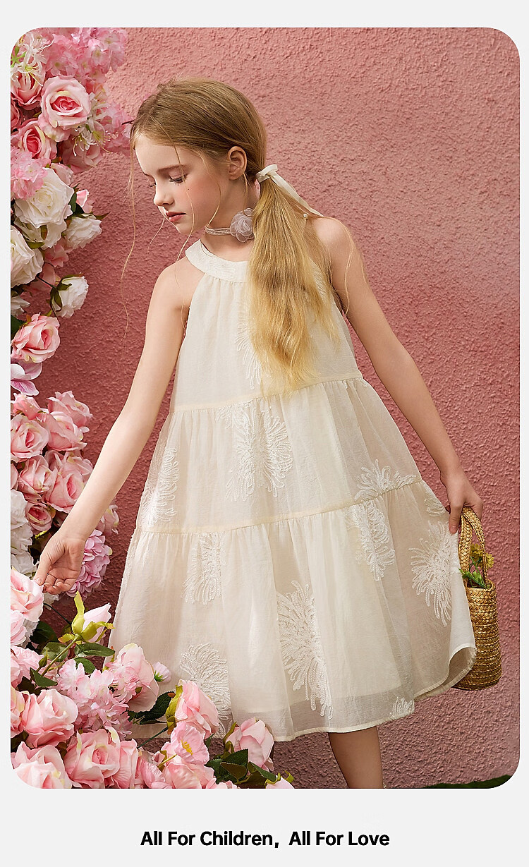 ASK JUNIOR Girls Summer 3D Flower Vacation Style Dress Youth Princess Dress 16