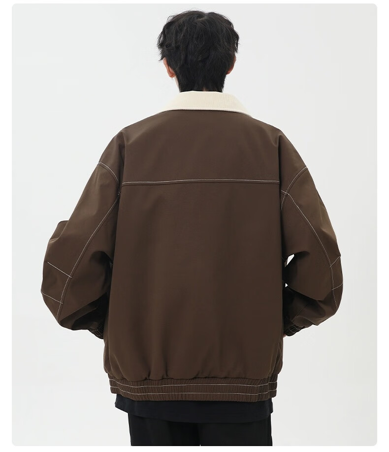Wassup Sohot Men's Jacket, Spring And Autumn American Workwear Style Coat, Trendy Loose-Fit Lapel Outerwear for Men, Black, Size M 12