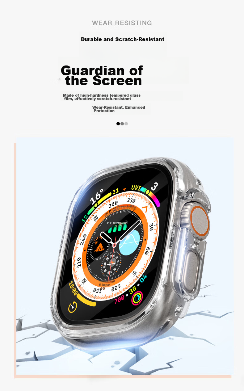 Weiqiantu [Shell And Film Integrated] Protective Case for Apple Watch S11/S10, Compatible with Apple IWatch Ultra 4/3/9/8/SE 3, Protective Case with Integrated Tempered Glass Film 4