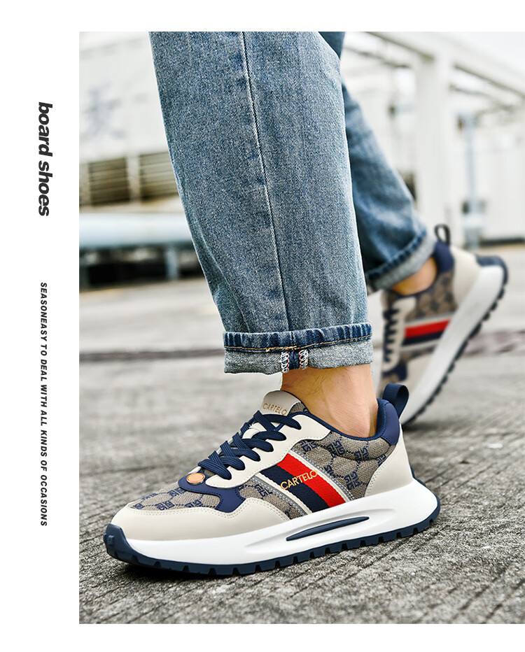 CARTELO Men's Casual Sports Sneakers, Autumn And Winter New Classic Retro Versatile Dirty Shoes, Outdoor Hiking Jogging New Style 23