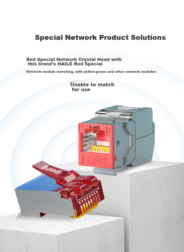 HAILE, Internal And External Network Converter Dedicated Network Shielding Network Irregular Crystal Head, HP-517(Red A), 100 Pieces/box 5